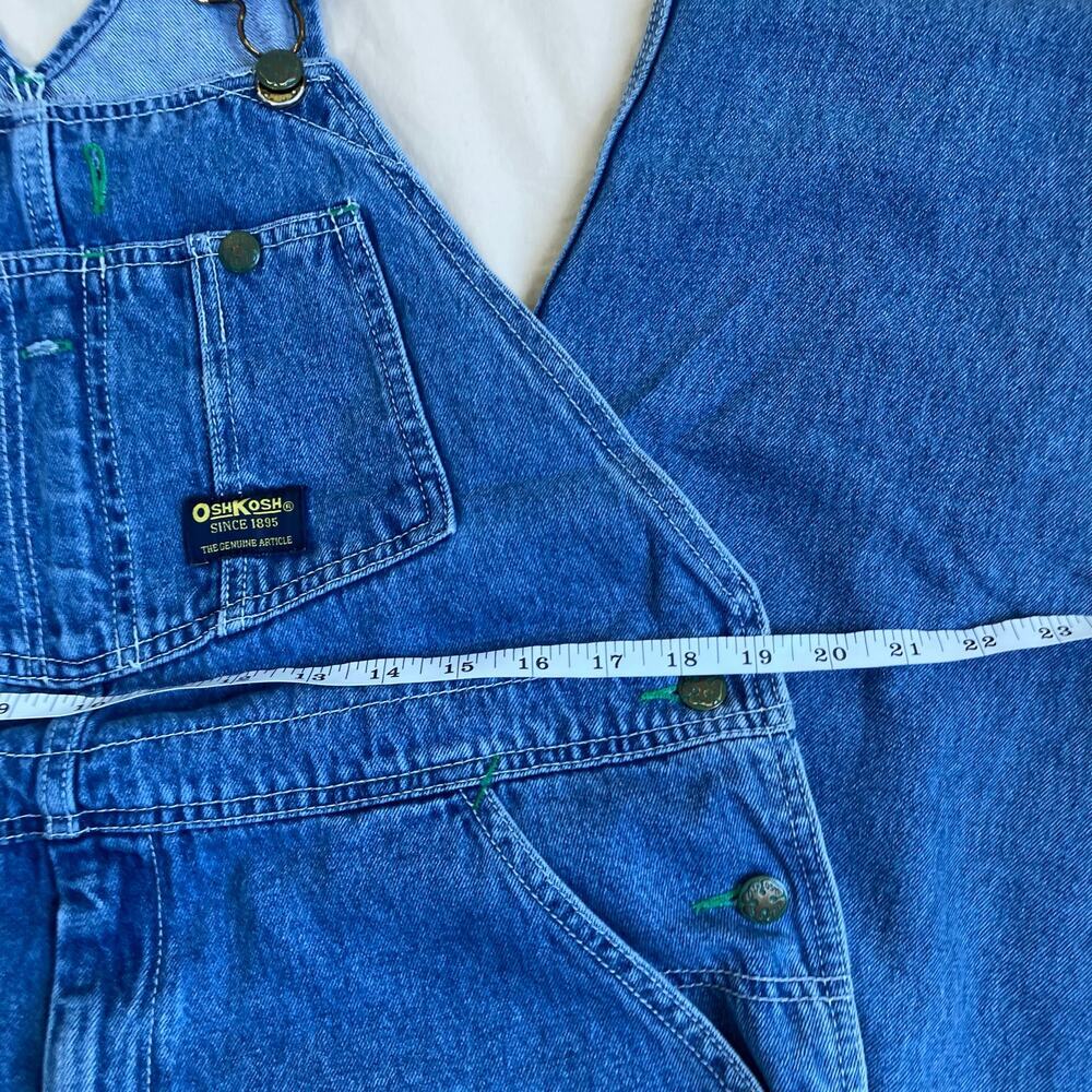 Oshkosh Mens Sz 38 Vintage Denim Carpenter Bib Overalls Vestback Med Wash - Picture 16 of 16